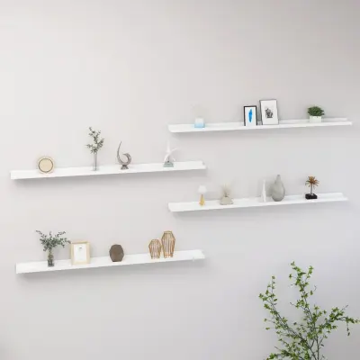 The Living Store Stenske police 4 kosi bele 115x9x3 cm - Stenska Polica