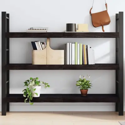 The Living Store Stenska polica temno rjava 140x40x(2-6) cm trdna hrastovina - Stenska Polica