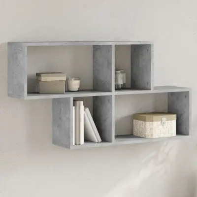 The Living Store Stenska polica betonsko siva 100x20x53 cm inženirski les - Stenska Polica