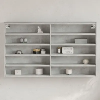 The Living Store Vitrina betonsko siva 100x15x58 cm iverna plošča - Vitrina