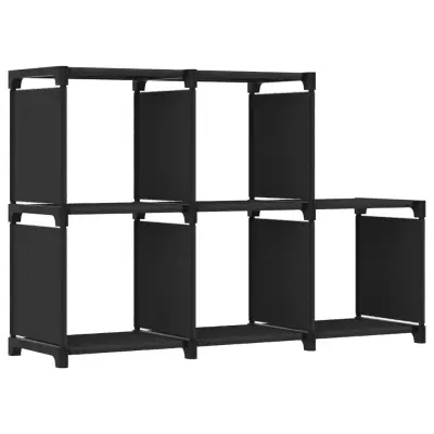 The Living Store Regal s 5 kockastimi policami črn 103x30x72,5 cm blago - Razstavna Polica