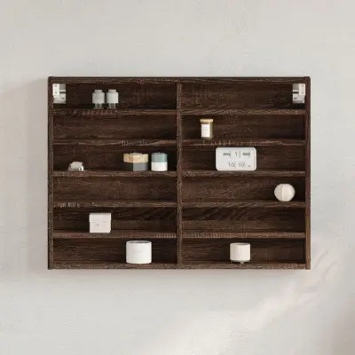 The Living Store Vitrina rjav hrast 80x8,5x58 cm inženirski les - Vitrina