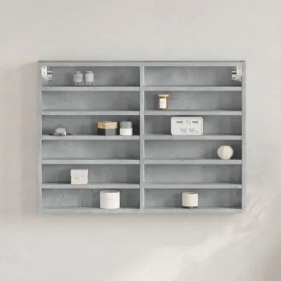The Living Store Vitrina betonsko siva 80x8,5x58 cm inženirski les - Vitrina