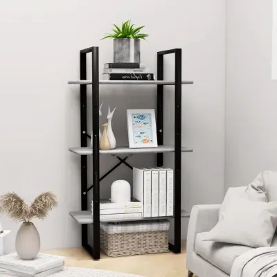 The Living Store Regal s policami betonsko siv 60x30x105 cm iverna plošča - Regal S Policami