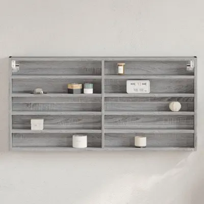 The Living Store Vitrina siva sonoma 100x8,5x50 cm inženirski les - Vitrina