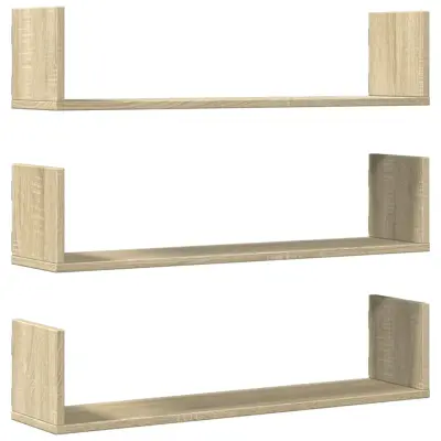 vidaXL Stenska polica 3 kosi sonoma hrast 80x18x18 cm inženirski les
