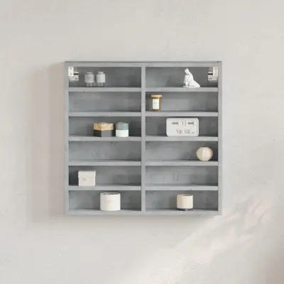 The Living Store Vitrina betonsko siva 60x8,5x58 cm inženirski les - Vitrina