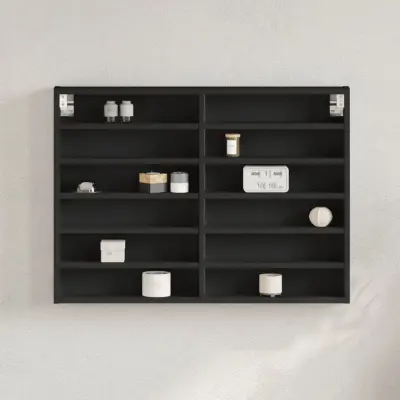 The Living Store Vitrina črna 80x8,5x58 cm inženirski les - Vitrina