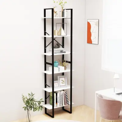 The Living Store Regal s policami bel 60x30x210 cm inženirski les - Regal S Policami