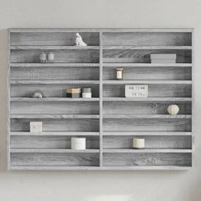 The Living Store Vitrina siva sonoma 100x8,5x75 cm konstruiran les - Vitrina