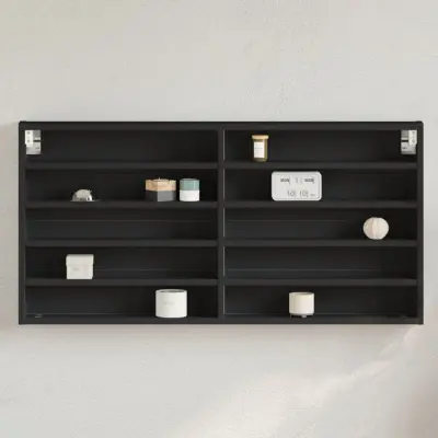 The Living Store Vitrina črna 100x8,5x50 cm inženirski les - Vitrina