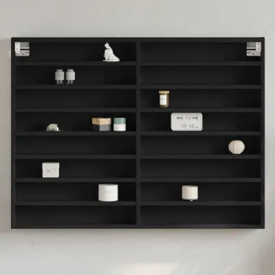The Living Store Vitrina črna 100x8,5x75 cm iverna plošča - Vitrina