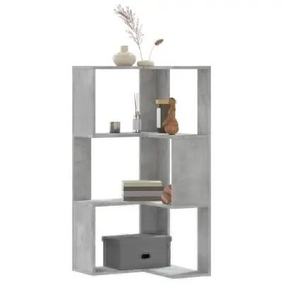 The Living Store Kotna knjižna omara 3-nadstropna betonsko siva 50x50x102 cm - Kotna Knjižna Omara