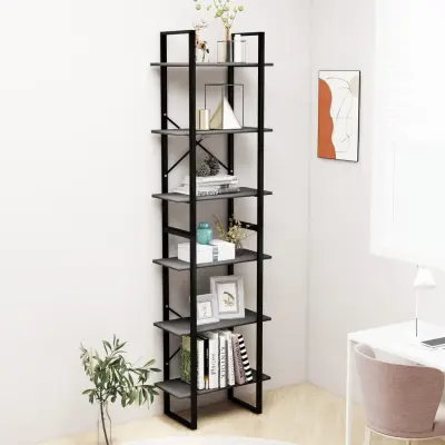 The Living Store Regal s policami siv 60x30x210 cm inženirski les - Regal S Policami