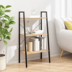 The Living Store 3-nadstropni stoječi regal svetlo rjav in črn 56x35x108 cm - Stoječi Regal