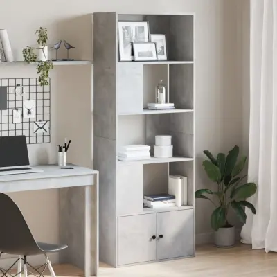 The Living Store Knjižna omara betonsko siva 70x36x189 cm inženirski les - Knjižna Omara