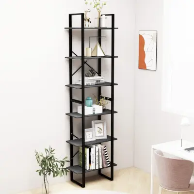 The Living Store Regal s policami siv 60x30x210 cm trdna borovina - Regal S Policami
