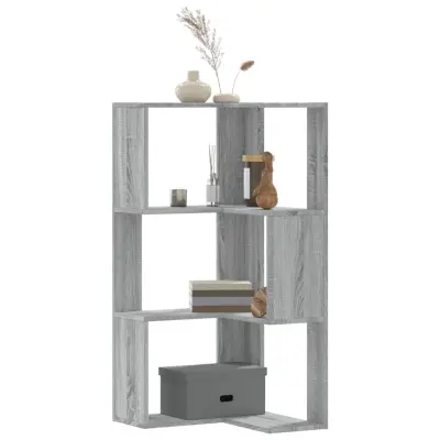 The Living Store Kotna knjižna omara 3-nadstropna siva sonoma 50x50x102 cm - Kotna Knjižna Omara