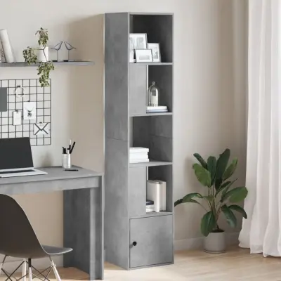The Living Store Knjižna omara betonsko siva 40x36x189 cm inženirski les - Knjižna Omara