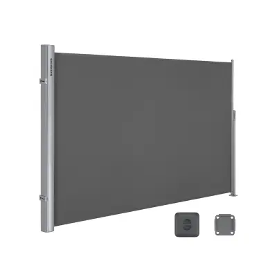 1,6 x 3 m (V x G), stranska markiza za balkon, teraso, teraso in vrt, s talno montažo, zaščita zasebnosti, senčnik, stranska rolo, dimno siva GSA160G