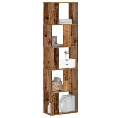 The Living Store Knjižna omara 5-nadstropna starinski les 45x23,5x162,5 cm - Knjižna Omara
