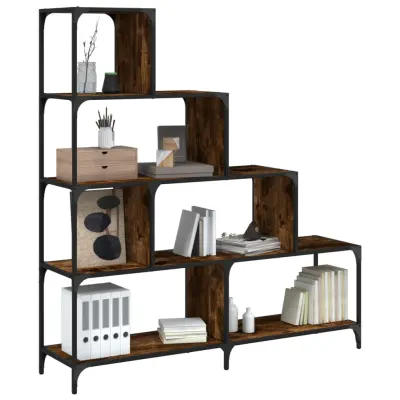 The Living Store Knjižna omara 4-nadstropna dimljeni hrast 139x33,5x149 cm - Knjižna Omara