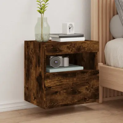 The Living Store Stenske TV omarice z LED 2 kosa dimljeni hrast 40x30x40 cm - TV Stenska Omarica