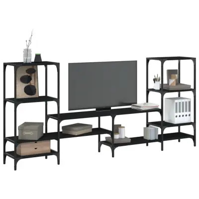 The Living Store TV omarica črna 206,5x28,5x95 cm inženirski les - TV Omarica