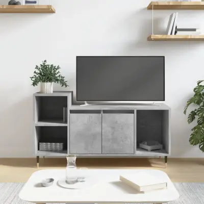 The Living Store TV omarica betonsko siva 100x35x55 cm inženirski les - TV Omarica
