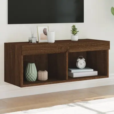 The Living Store TV omarica z LED lučkami rjavi hrast 80x30x30 cm - TV Omarica