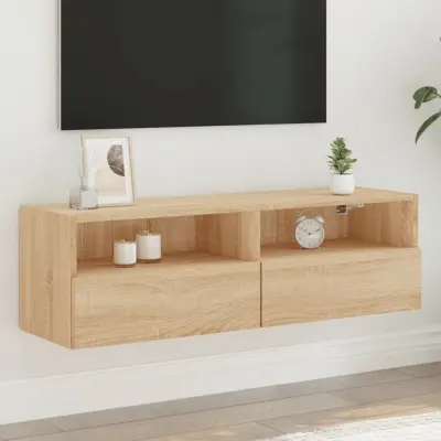 The Living Store Stenska TV omarica sonoma hrast 100x30x30 cm inženirski les - TV Stenska Omarica