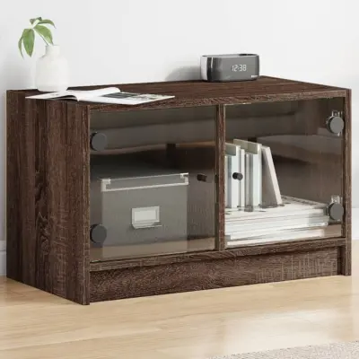 The Living Store TV omarica s steklenimi vrati rjavi hrast 68x37x42 cm - TV Omarica