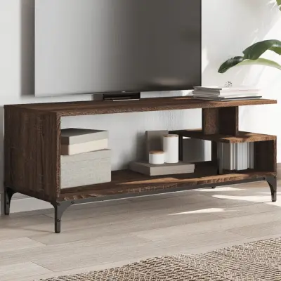 The Living Store TV omarica rjavi hrast 102x40x41 cm inženirski les in jeklo - TV Omarica