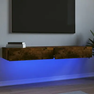 The Living Store TV omarica z LED lučkami 2 kosa dimljeni hrast 60x35x15,5 cm - TV Omarica