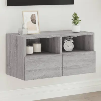 The Living Store Stenska TV omarica siva sonoma 60x30x30 cm inženirski les - TV Stenska Omarica