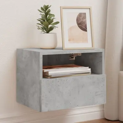 The Living Store Stenske TV omarice 2 kosa betonsko sive 40x30x30 cm inžen. les - TV Stenska Omarica