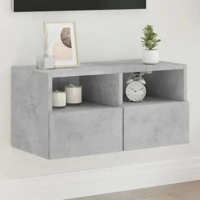 The Living Store Stenska TV omarica betonsko siva 60x30x30 cm inženirski les - TV Stenska Omarica