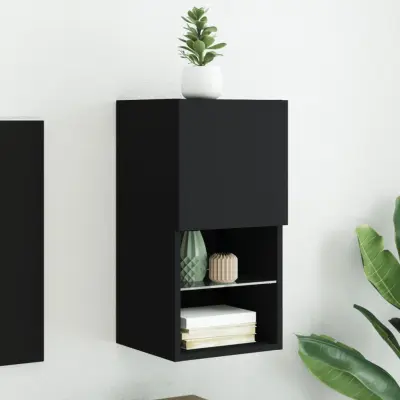 The Living Store TV omarica z LED lučkami črna 30,5x30x60 cm - TV Omarica