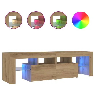 vidaXL TV omarica z LED artisan hrast 140x36,5x40 cm inženirski les