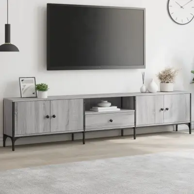 The Living Store TV omarica s predalom siva sonoma 200x25x44 cm inženirski les - TV Omarica