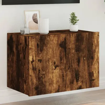 The Living Store Stenska TV omarica z LED lučkami dimljeni hrast 60x35x41 cm - TV Stenska Omarica