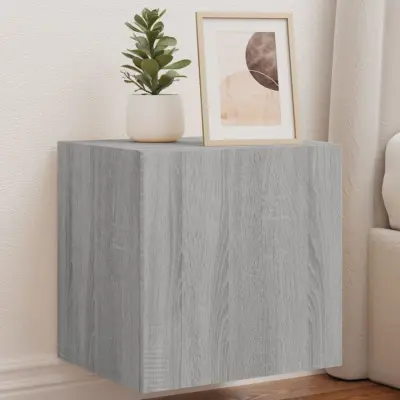 The Living Store Stenska TV omarica z LED lučkami siva sonoma 40,5x35x40 cm - TV Stenska Omarica