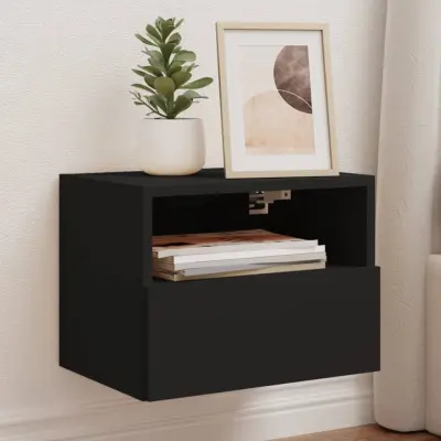 The Living Store Stenske TV omarice 2 kosa črne 40x30x30 cm inženirski les - TV Stenska Omarica