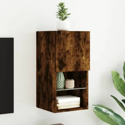 The Living Store TV omarica z LED lučkami dimljeni hrast 30,5x30x60 cm - TV Omarica