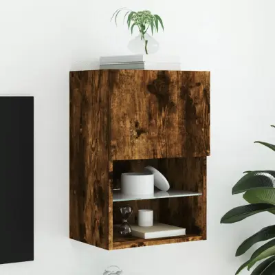 The Living Store TV omarica z LED lučkami dimljeni hrast 40,5x30x60 cm - TV Omarica