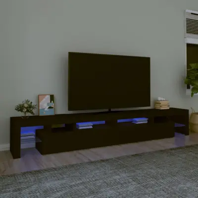 The Living Store TV omarica z LED lučkami črna 260x36,5x40 cm - TV Omarica