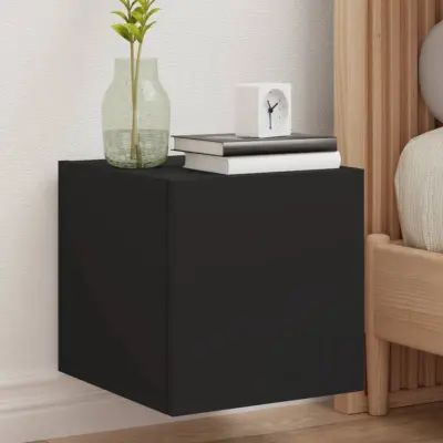 The Living Store Stenske TV omarice z LED lučkami 2 kosa črna 30,5x35x30 cm - TV Stenska Omarica