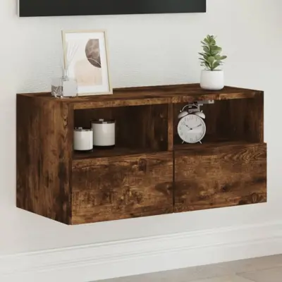 The Living Store Stenska TV omarica dimljeni hrast 60x30x30 cm inženirski les - TV Stenska Omarica