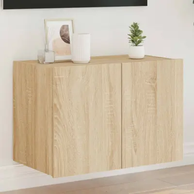 The Living Store Stenska TV omarica z LED lučkami sonoma hrast 60x35x41 cm - TV Stenska Omarica