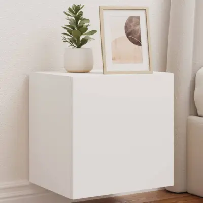 The Living Store Stenska TV omarica z LED lučkami bela 40,5x35x40 cm - TV Stenska Omarica